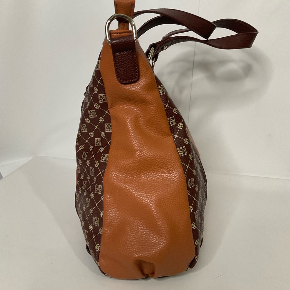 Jose Hess Faux Leather Madison Avenue Mocha Dual Strap Bag; Snap Front Pocket - Picture 6 of 15